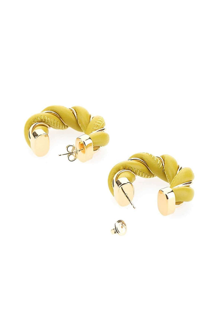 Bottega Veneta Women Yellow Nappa Leather And 925 Silver Twist Earrings