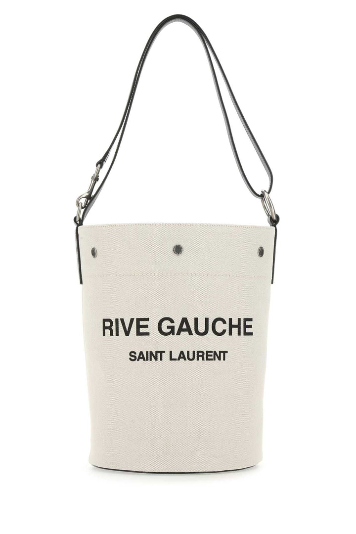 Saint Laurent Women Two-Tone Canvas And Leather Medium Rive Gauche Bucket Bag