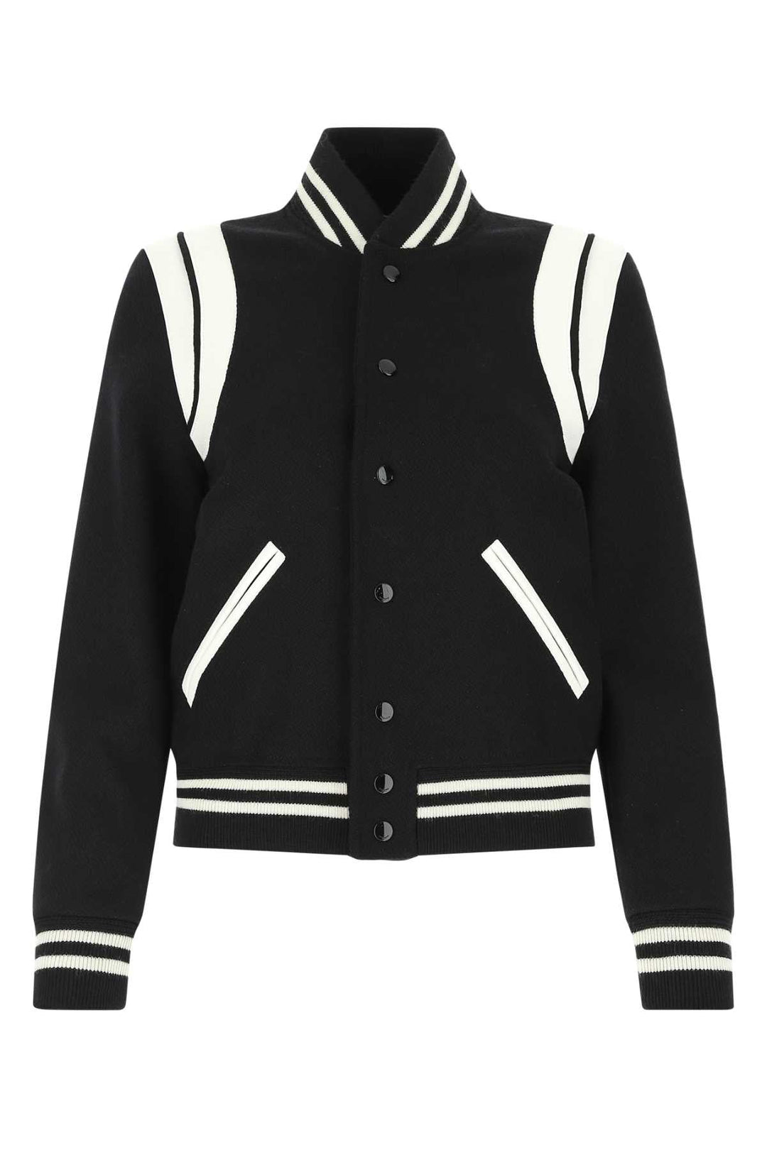 Saint Laurent Women Black Wool Blend Bomber Jacket