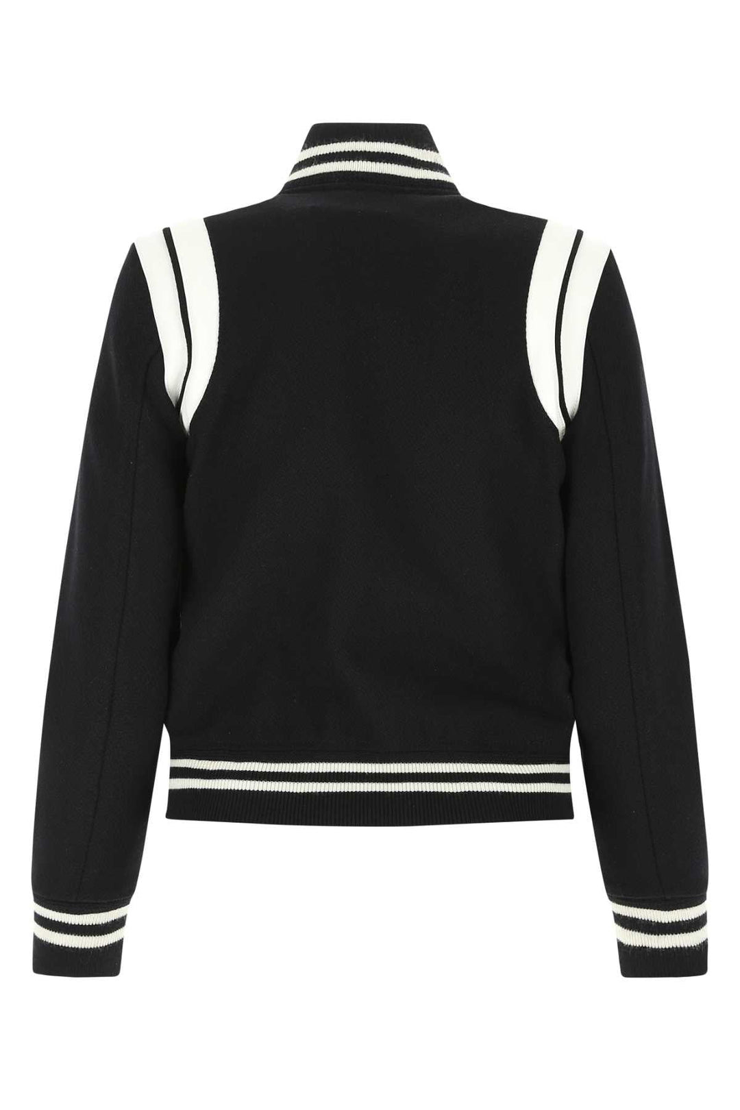 Saint Laurent Women Black Wool Blend Bomber Jacket