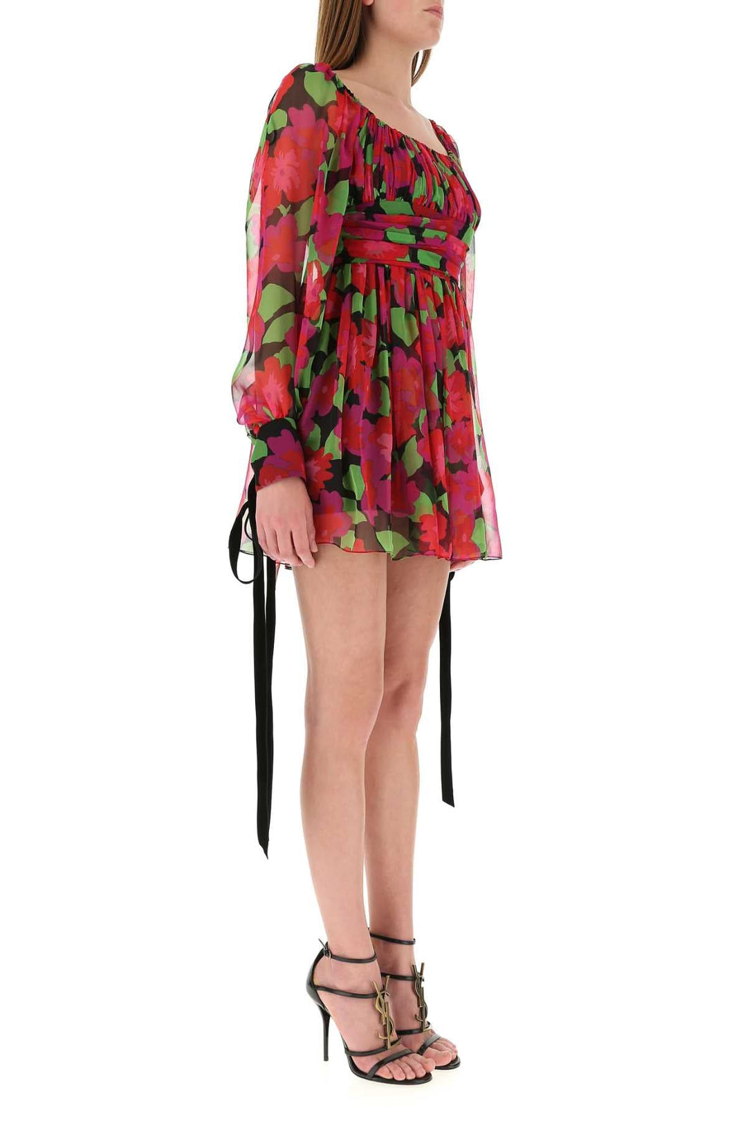 Saint Laurent Women Printed Silk Mini Dress