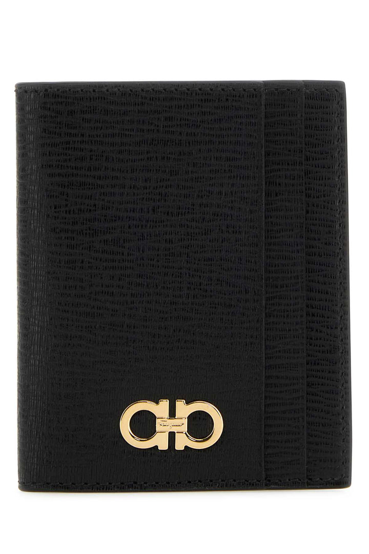 Salvatore Ferragamo Men Black Leather Card Holder