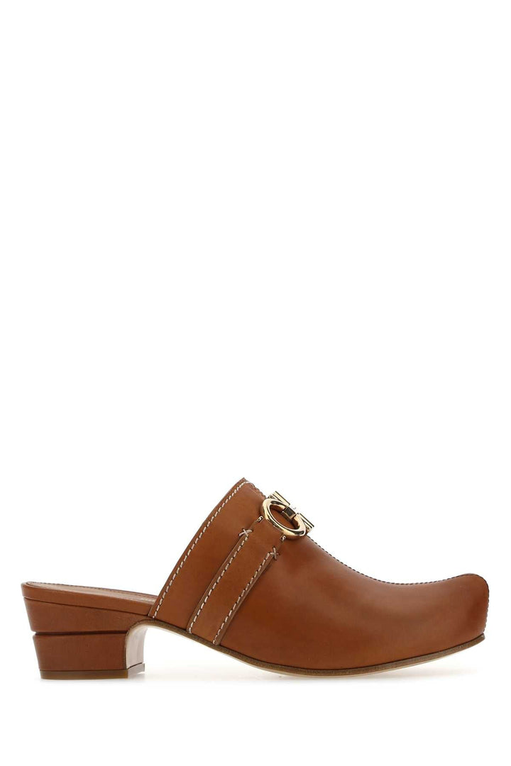 Salvatore Ferragamo Women Caramel Leather Phobos Mules