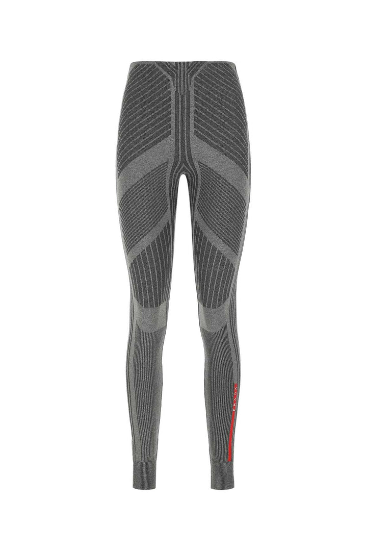 Prada Women Grey Stretch Polyester Blend Leggings