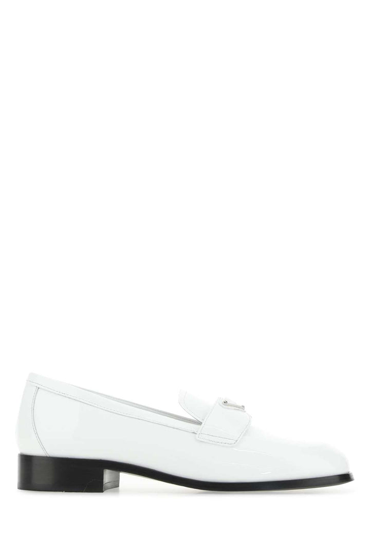 Prada Women White Leather Loafers