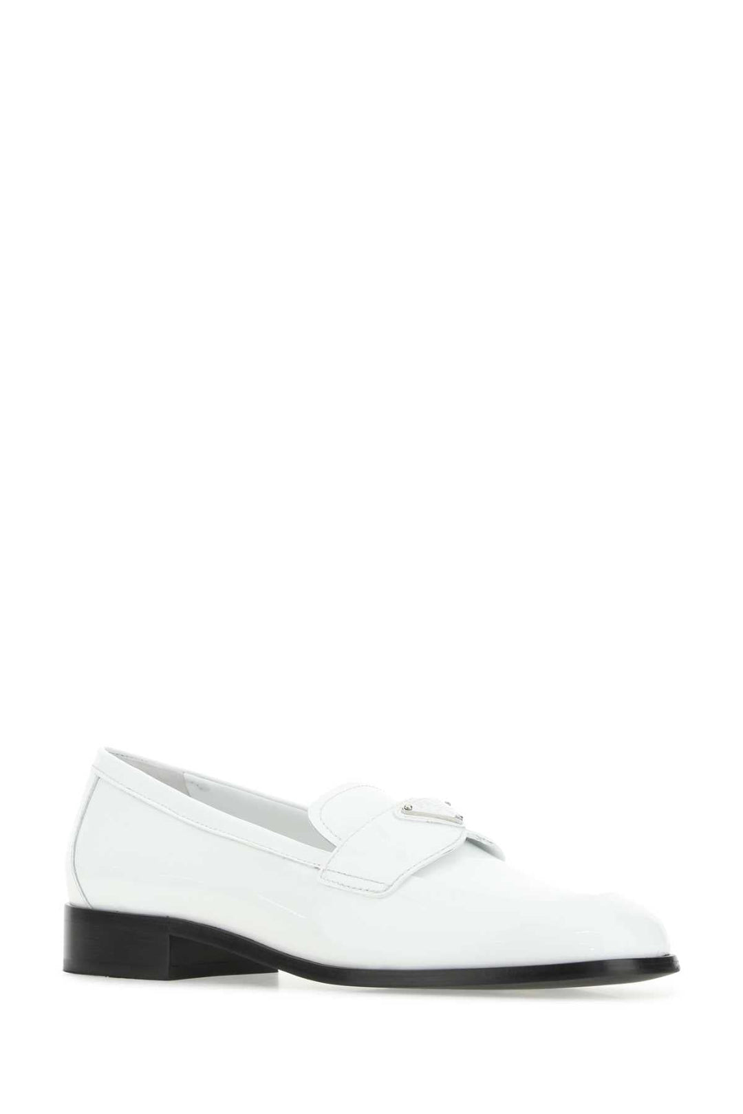 Prada Women White Leather Loafers