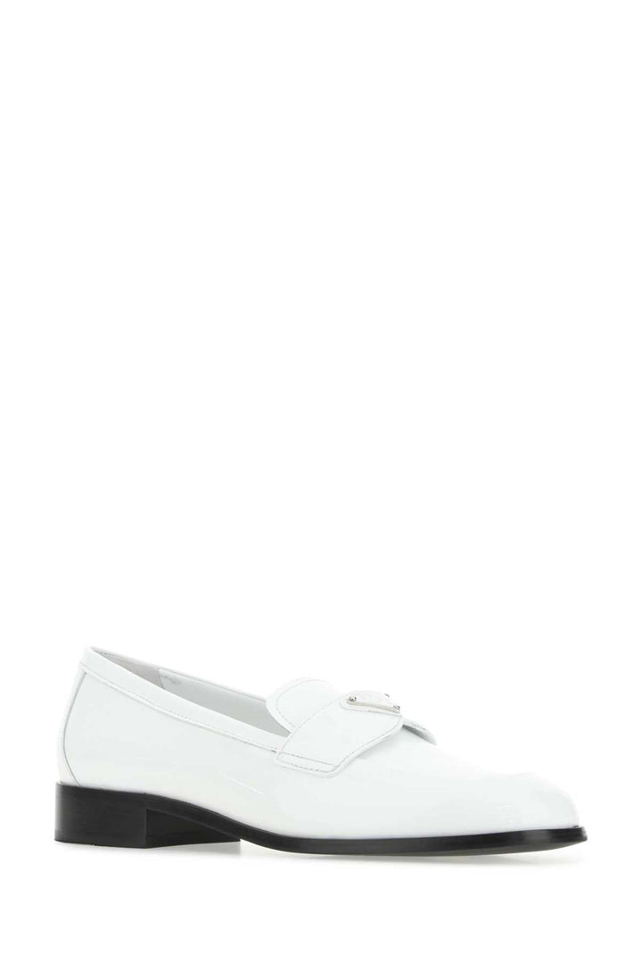 Prada Women White Leather Loafers