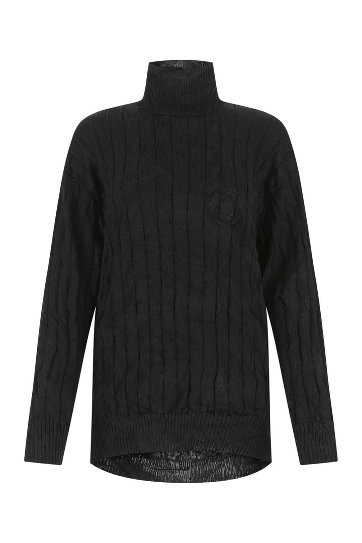 Balenciaga Women Black Silk Blend Oversize Sweater