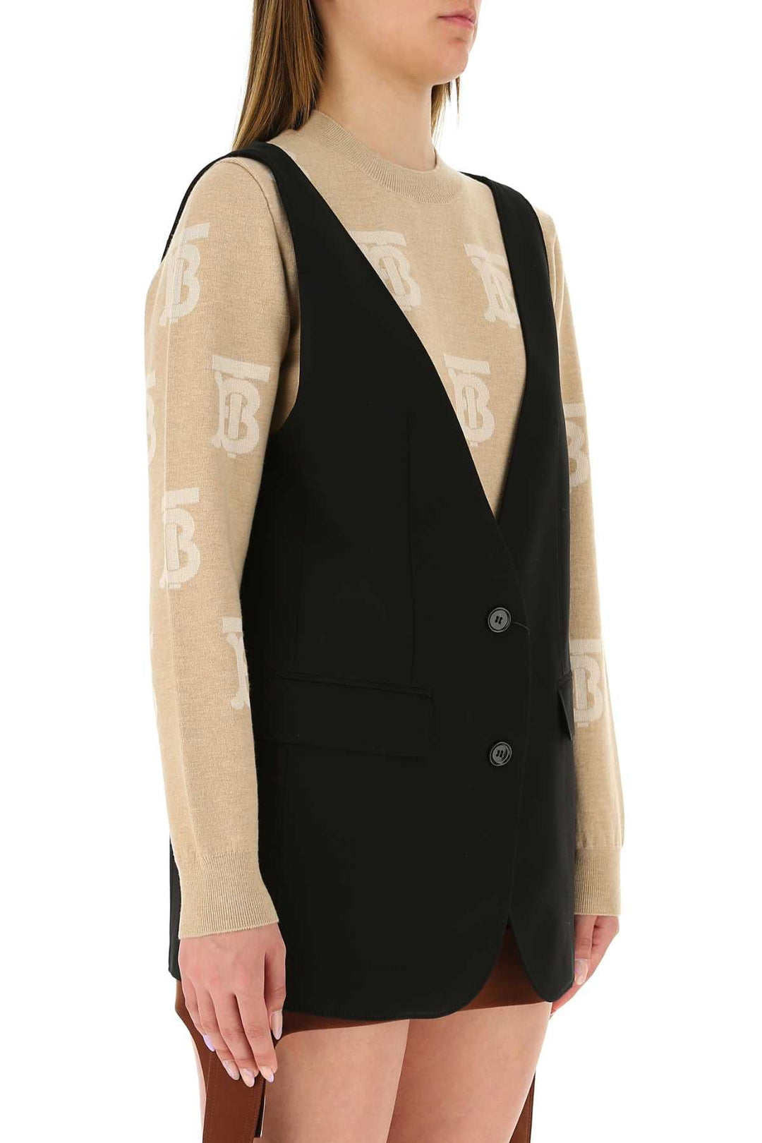 Burberry Women Black Silk Oversize Vest