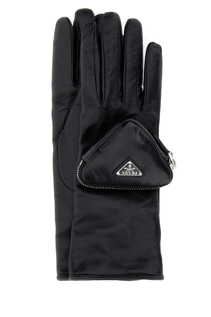Prada Women Black Leather Gloves