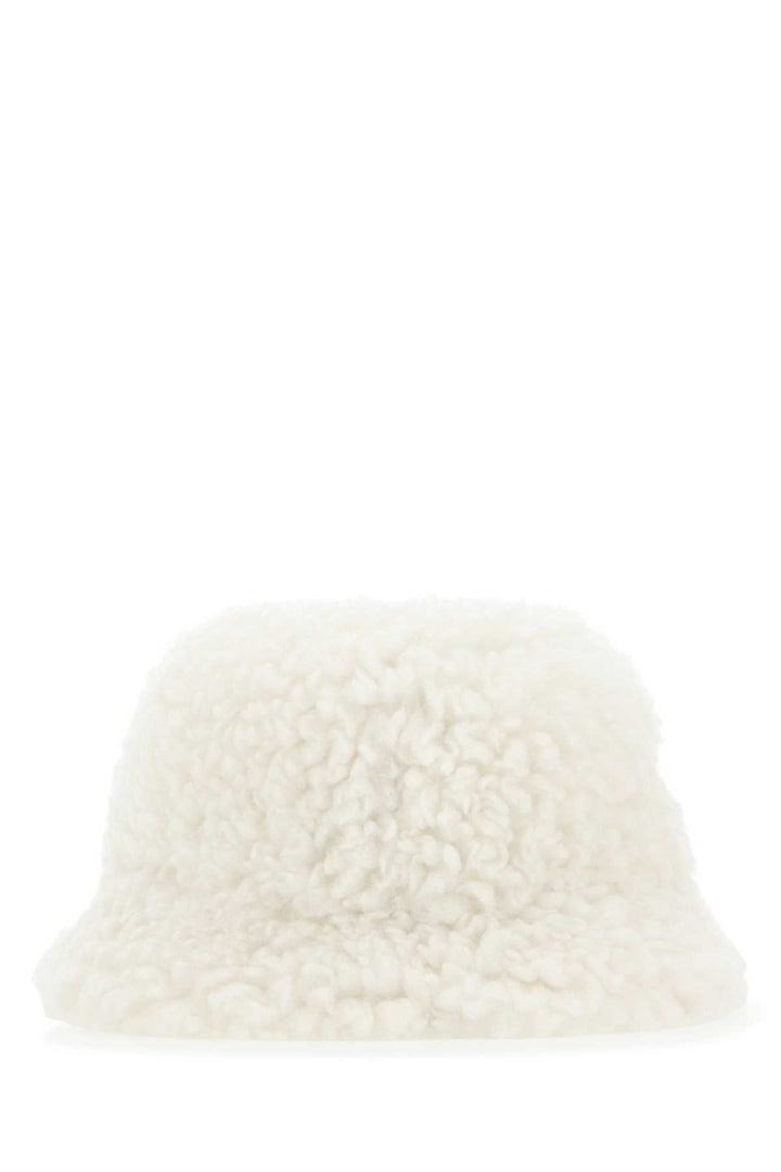 Prada Women Ivory Eco Shearling Hat