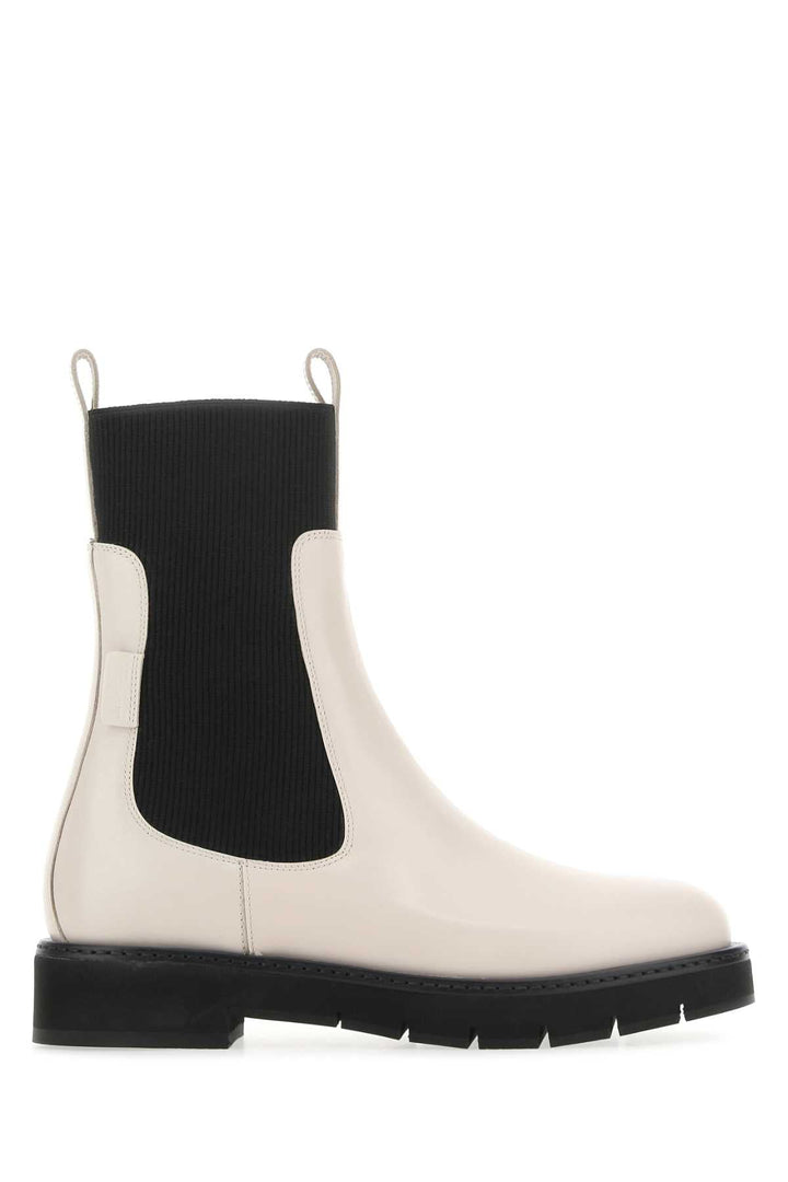 Salvatore Ferragamo Women Ivory Leather Rook Ankle Boots