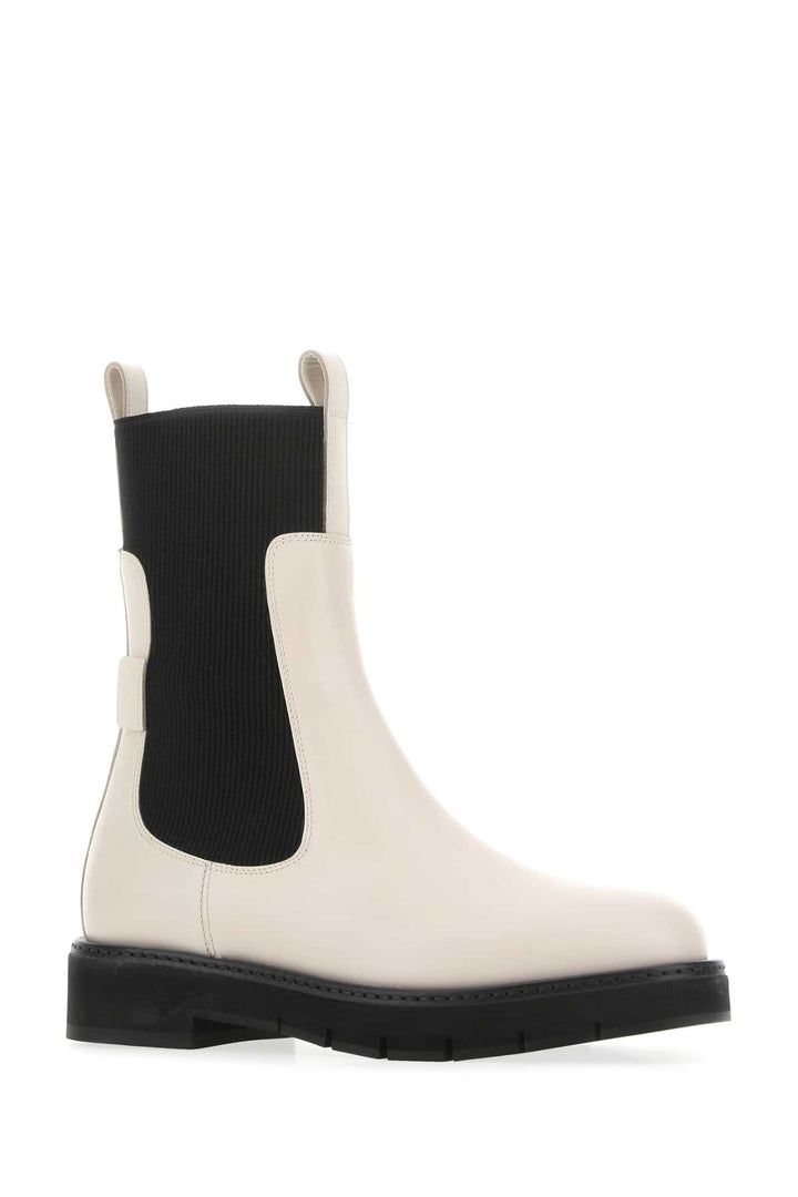 Salvatore Ferragamo Women Ivory Leather Rook Ankle Boots