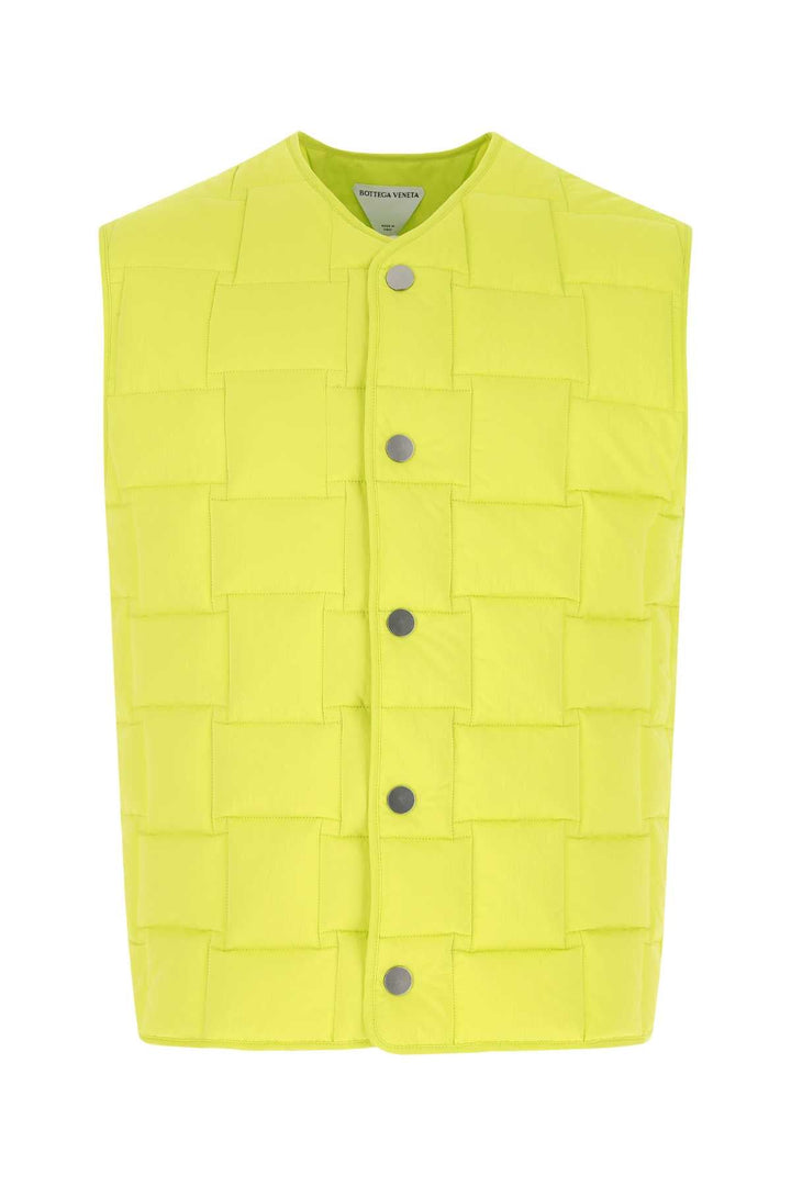 Bottega Veneta Men Fluo Yellow Nylon Padded Vest