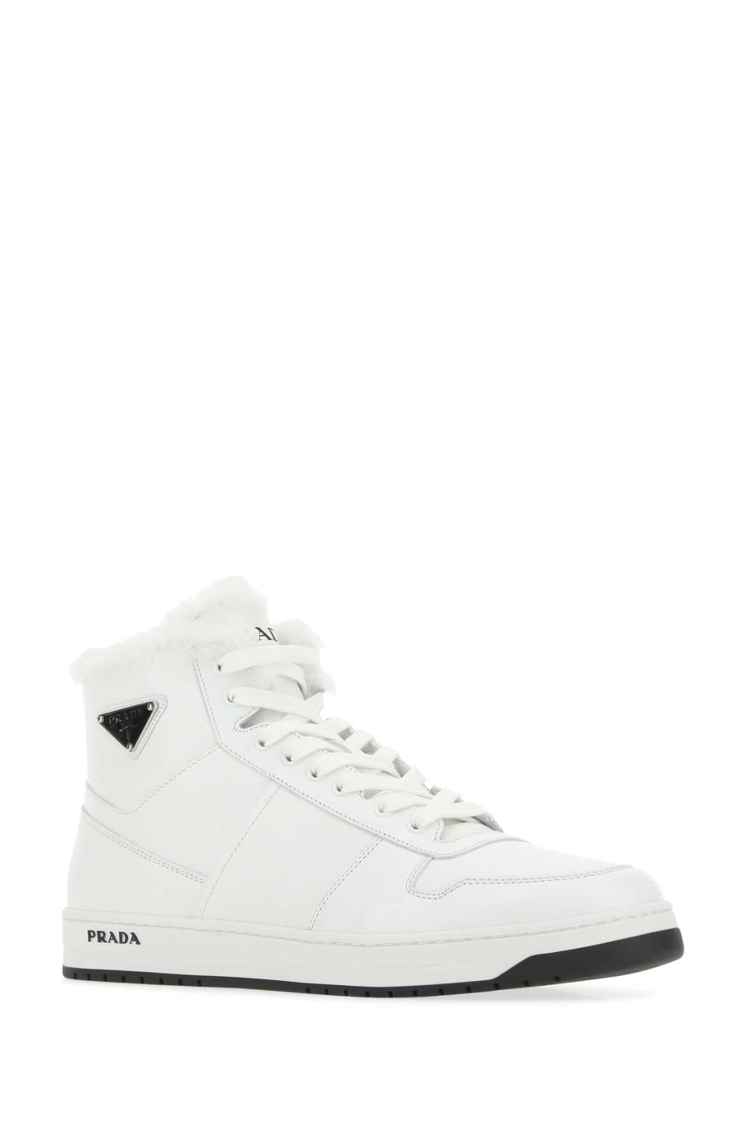 Prada Men White Leather Sneakers
