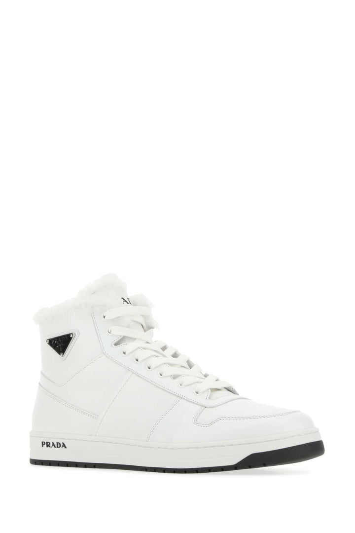 Prada Men White Leather Sneakers