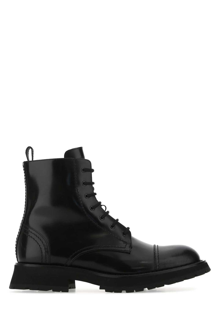 Alexander Mcqueen Men Black Leather Ankle Boots