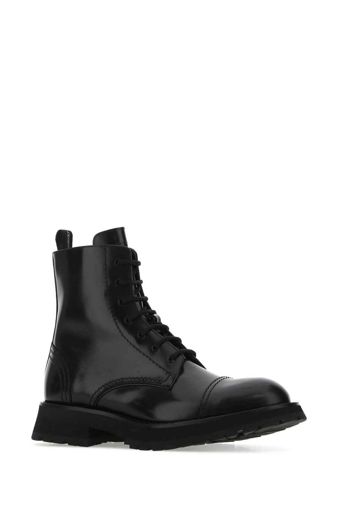 Alexander Mcqueen Men Black Leather Ankle Boots