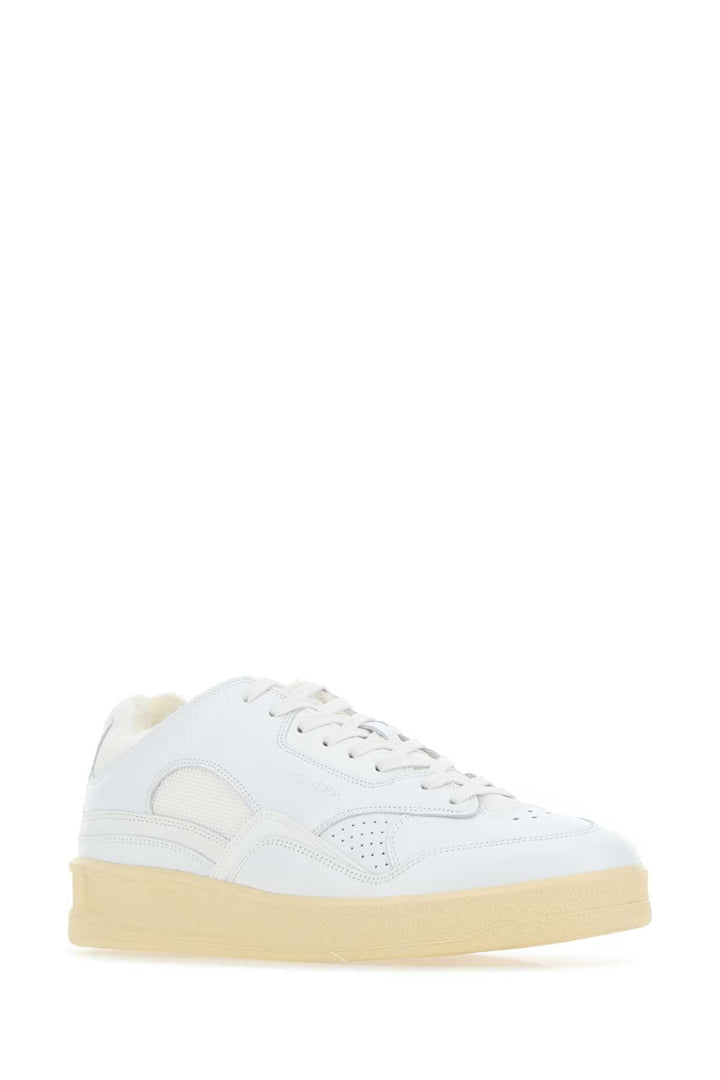 Jil Sander Women White Leather And Fabric Basket Sneakers