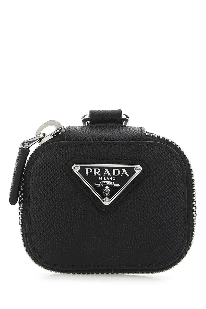 Prada Men Black Leather Air Pods Case