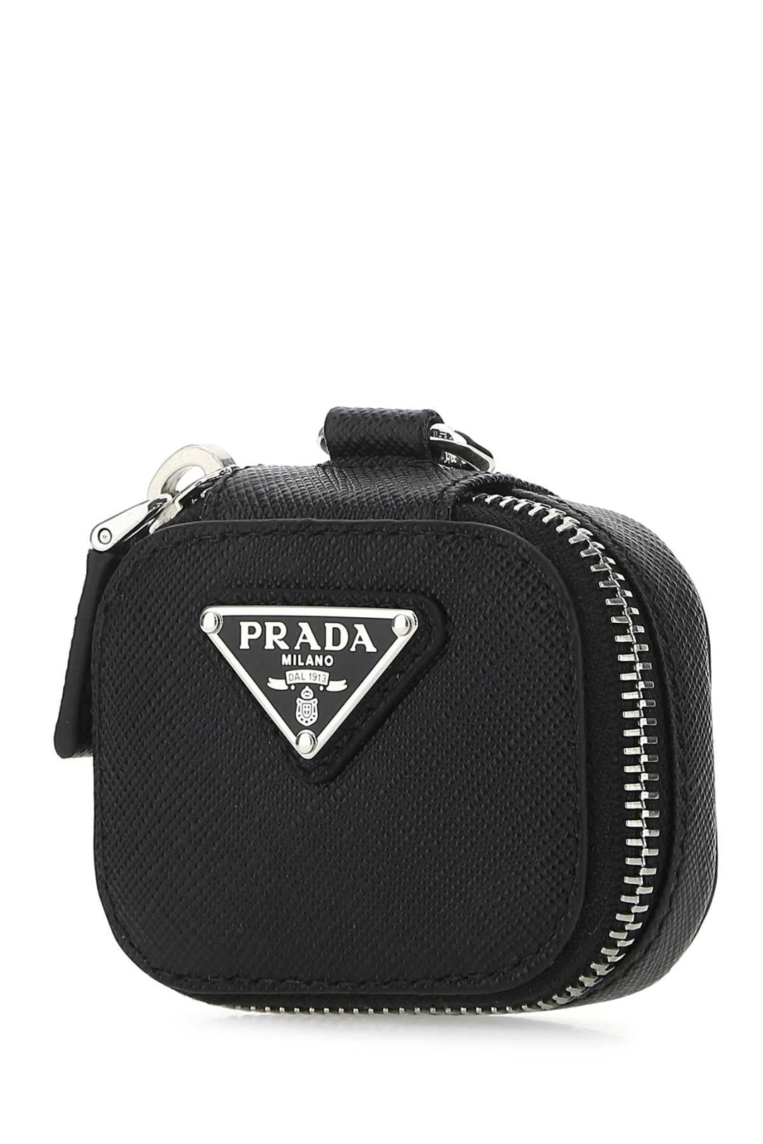 Prada Men Black Leather Air Pods Case