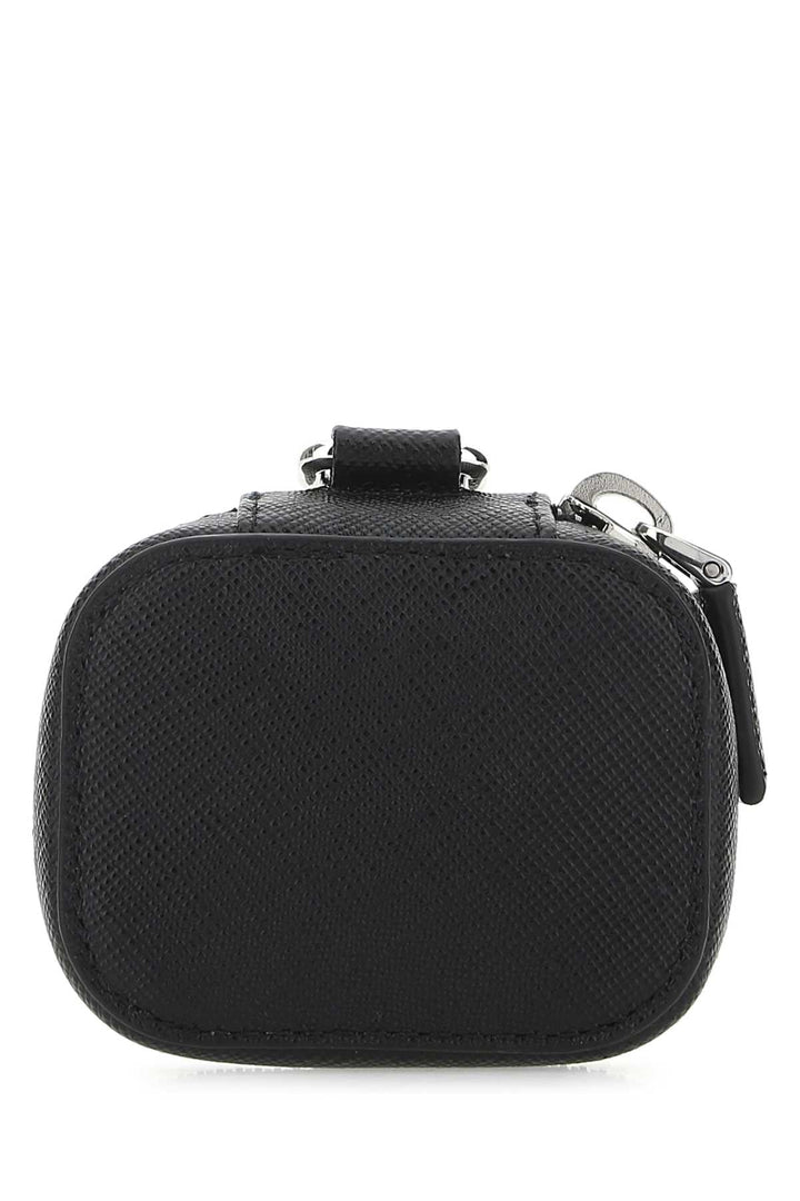 Prada Men Black Leather Air Pods Case