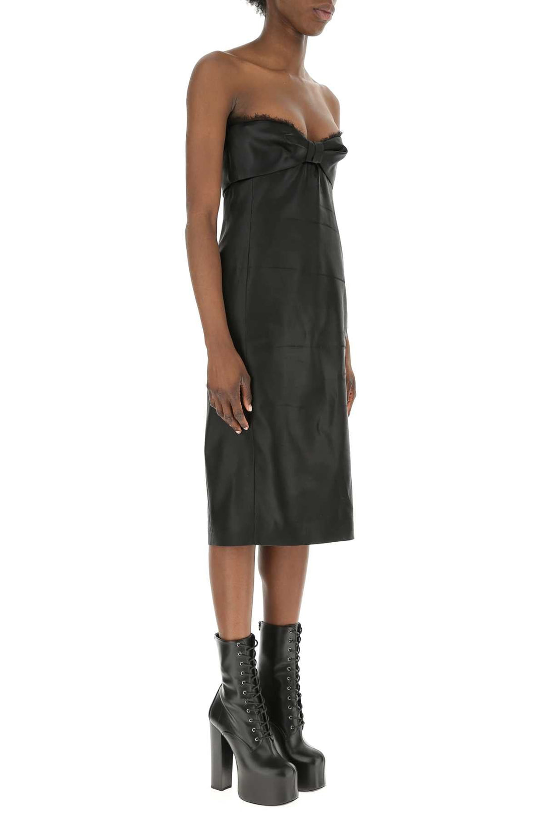 Saint Laurent Women Black Satin Dress