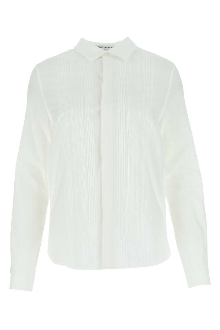 Saint Laurent Women White Poplin Shirt