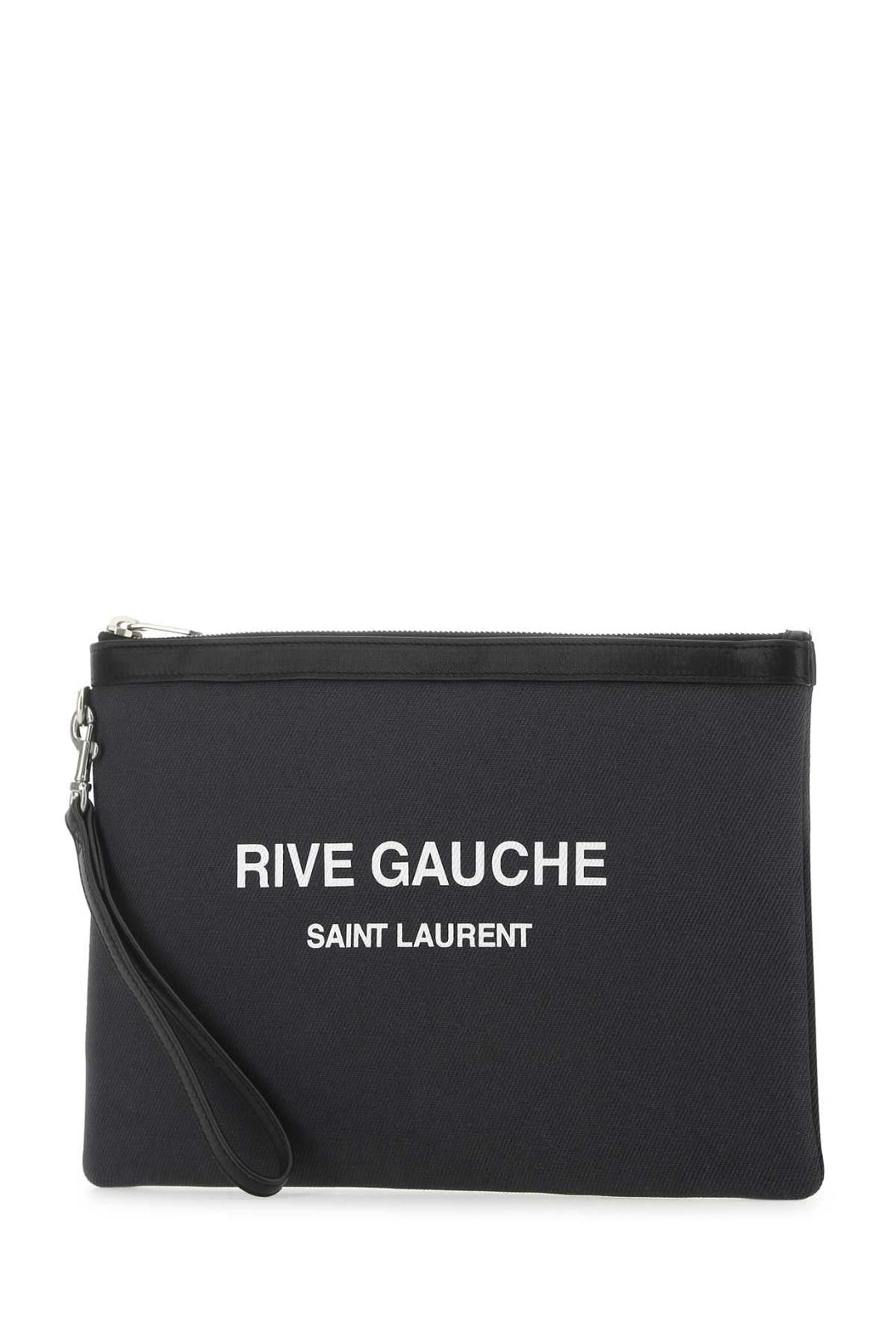 Saint Laurent Men Charcoal Canvas Rive Gauche Clutch