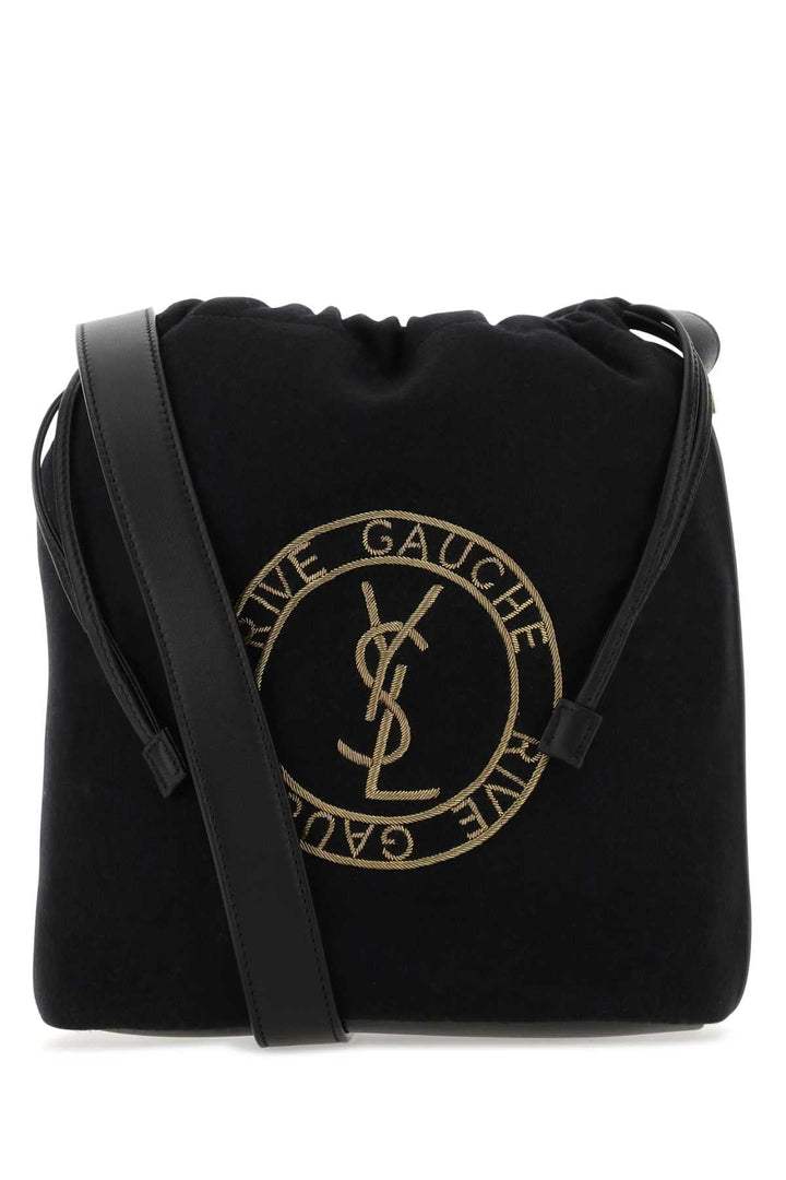 Saint Laurent Men Black Felt Rive De Gauche Bucket Bag