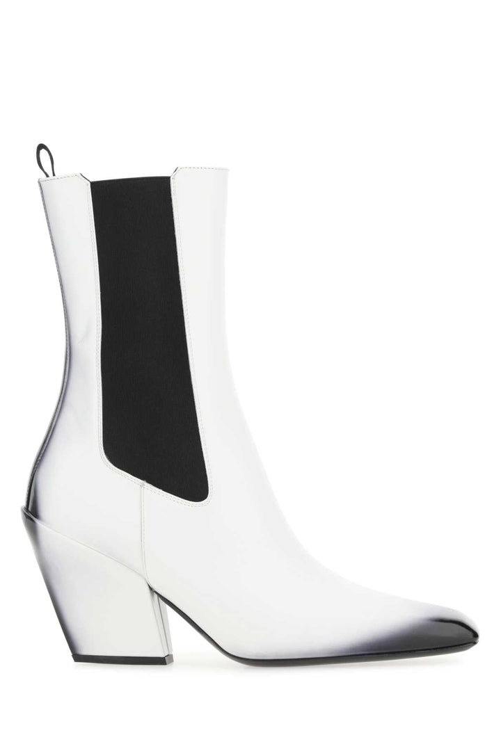 Prada Women White Leather Ankle Boots