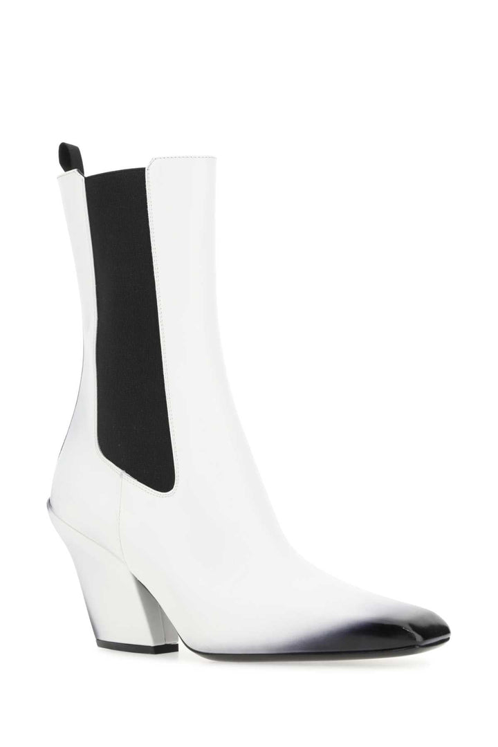 Prada Women White Leather Ankle Boots