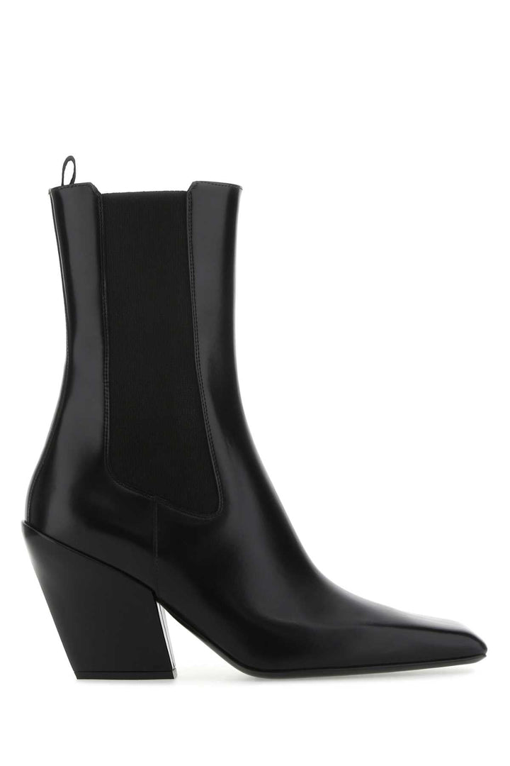 Prada Women Black Leather Ankle Boots