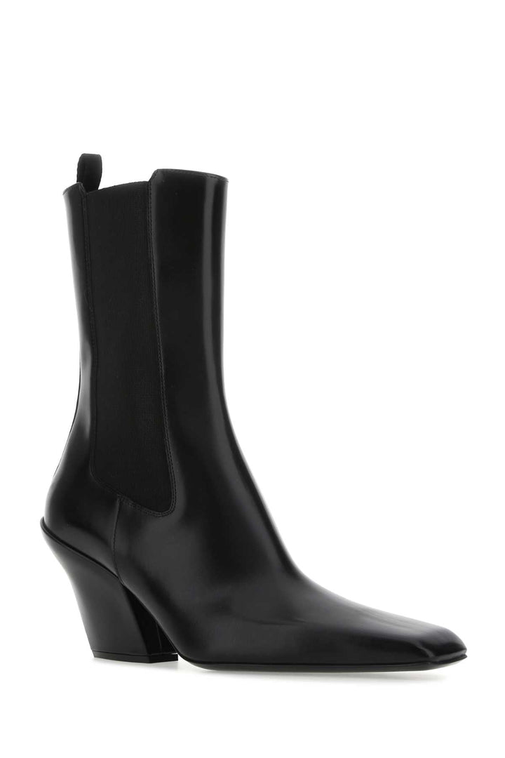 Prada Women Black Leather Ankle Boots