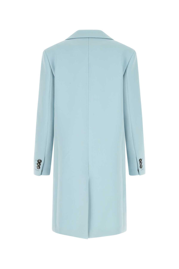 Bottega Veneta Women Pastel Light-Blue Tricotine Coat
