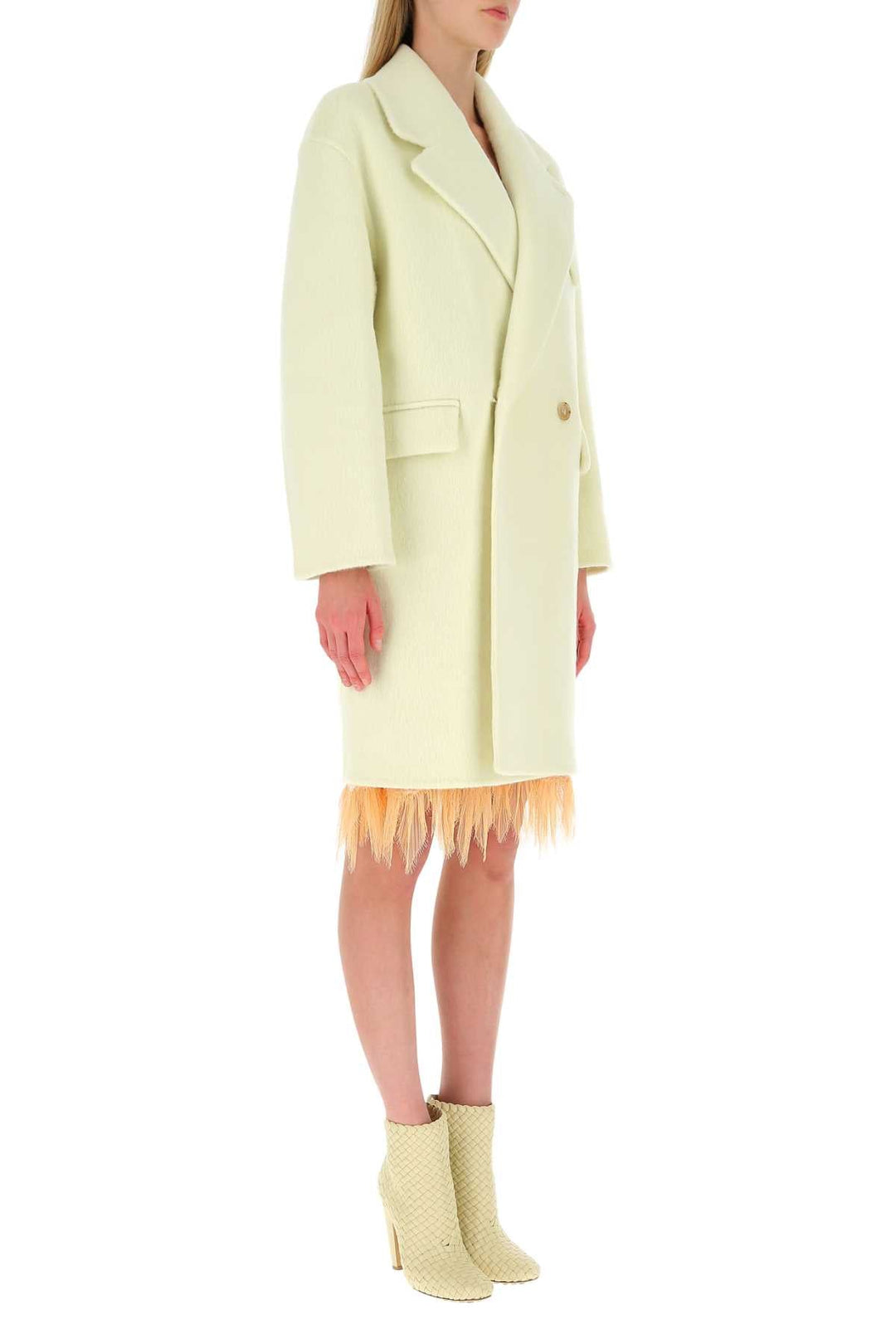 Bottega Veneta Women Ivory Wool Blend Coat