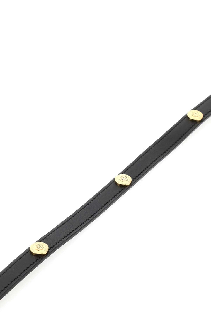 Versace Men Black Leather Medusa Leash
