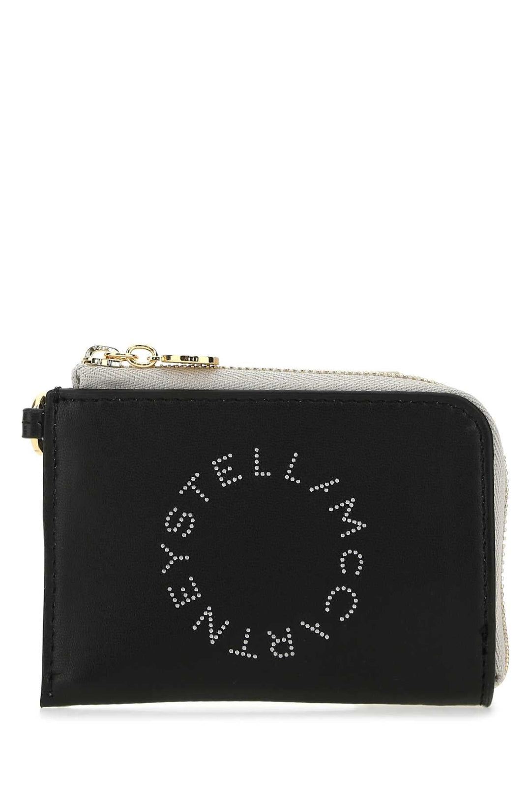 Black pouch with 'Stella McCartney' logo on a white background