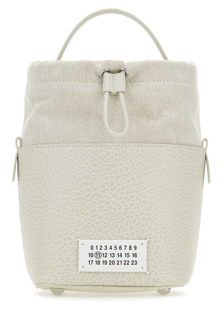 Maison Margiela Women Chalk Leather And Canvas Mini 5Ac Bucket Bag