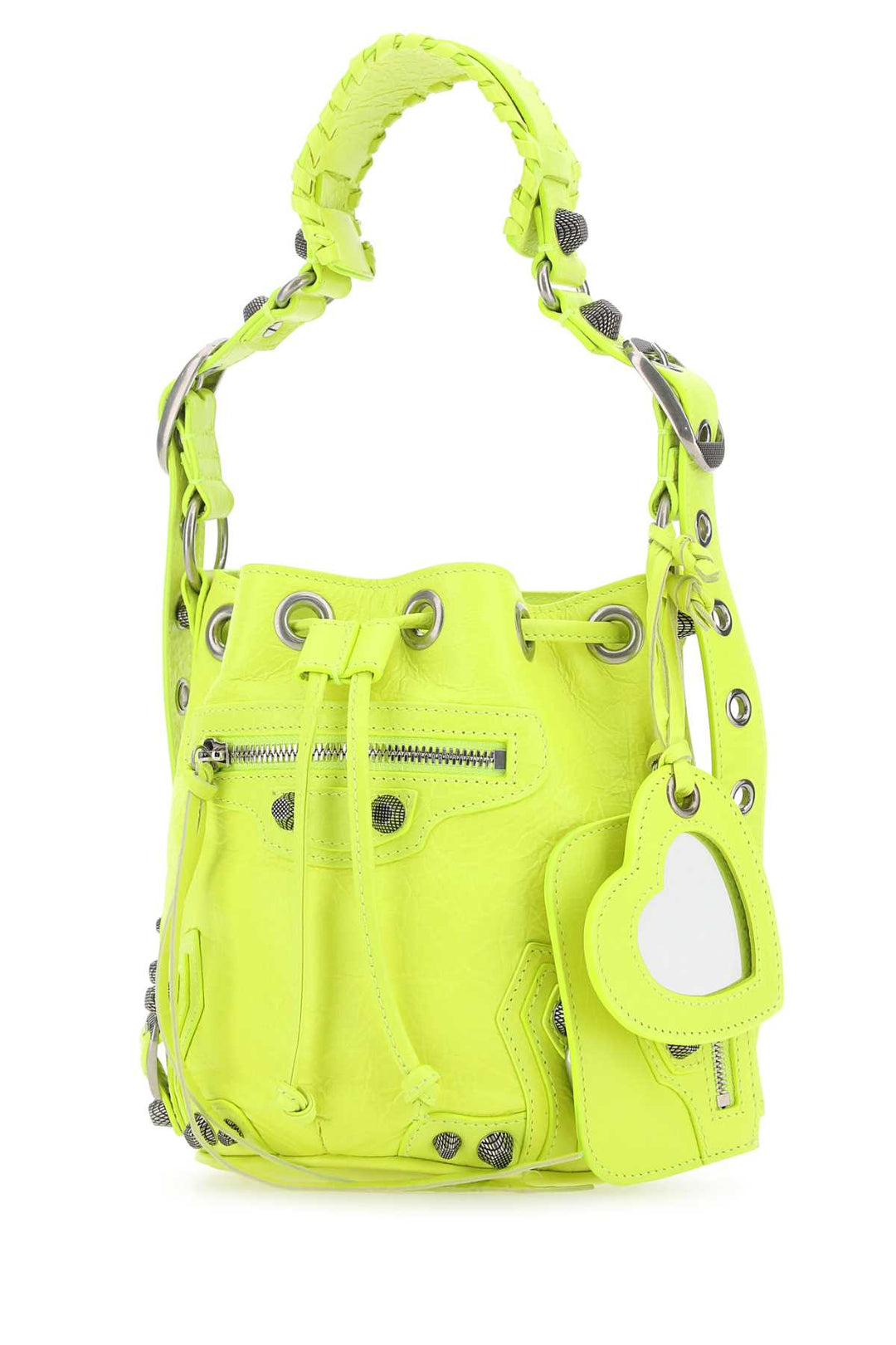 Balenciaga Women Fluo Yellow Leather Le Cagole Xs Bucket Bag