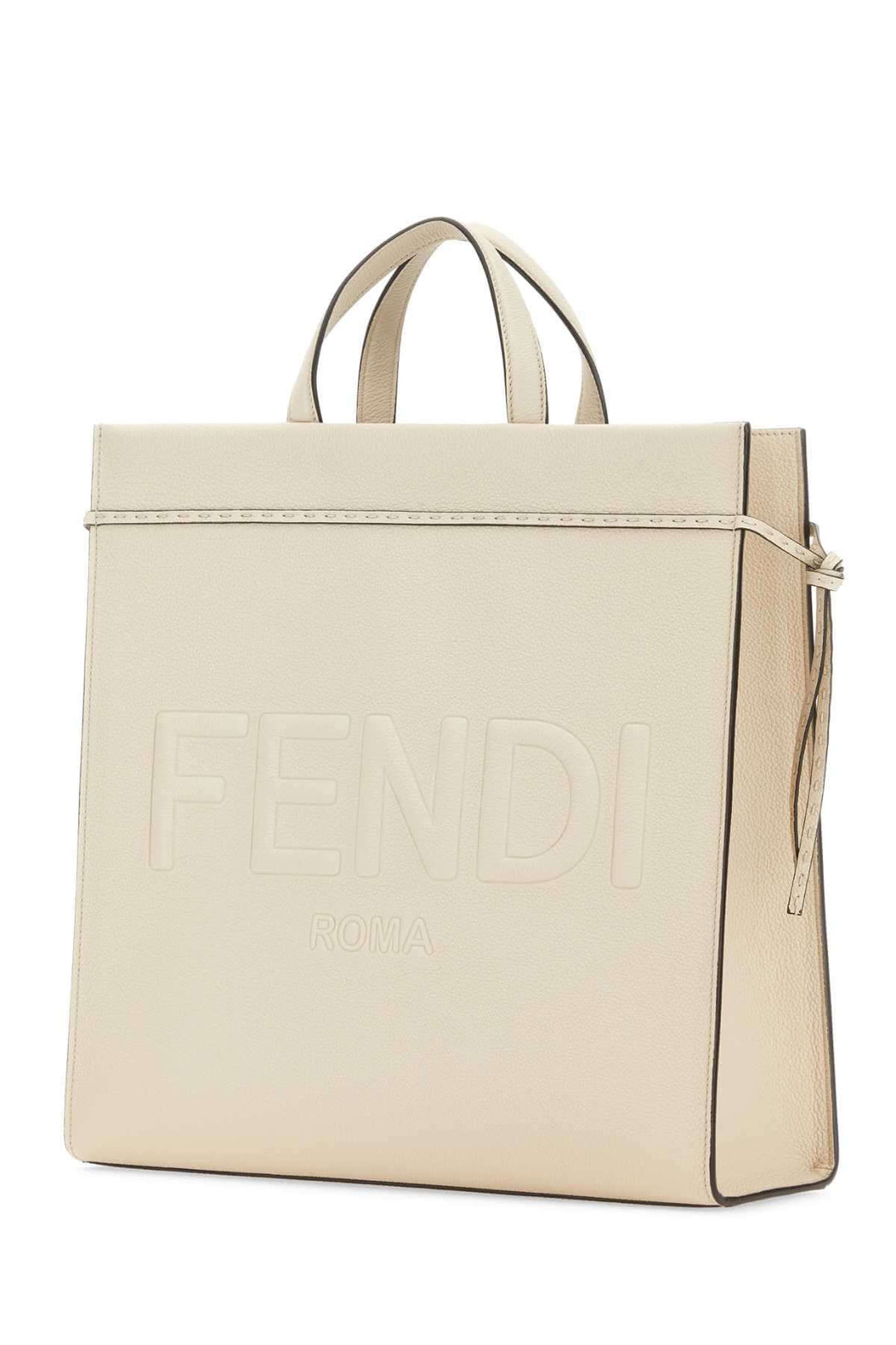 Beige Fendi handbag on a white background
