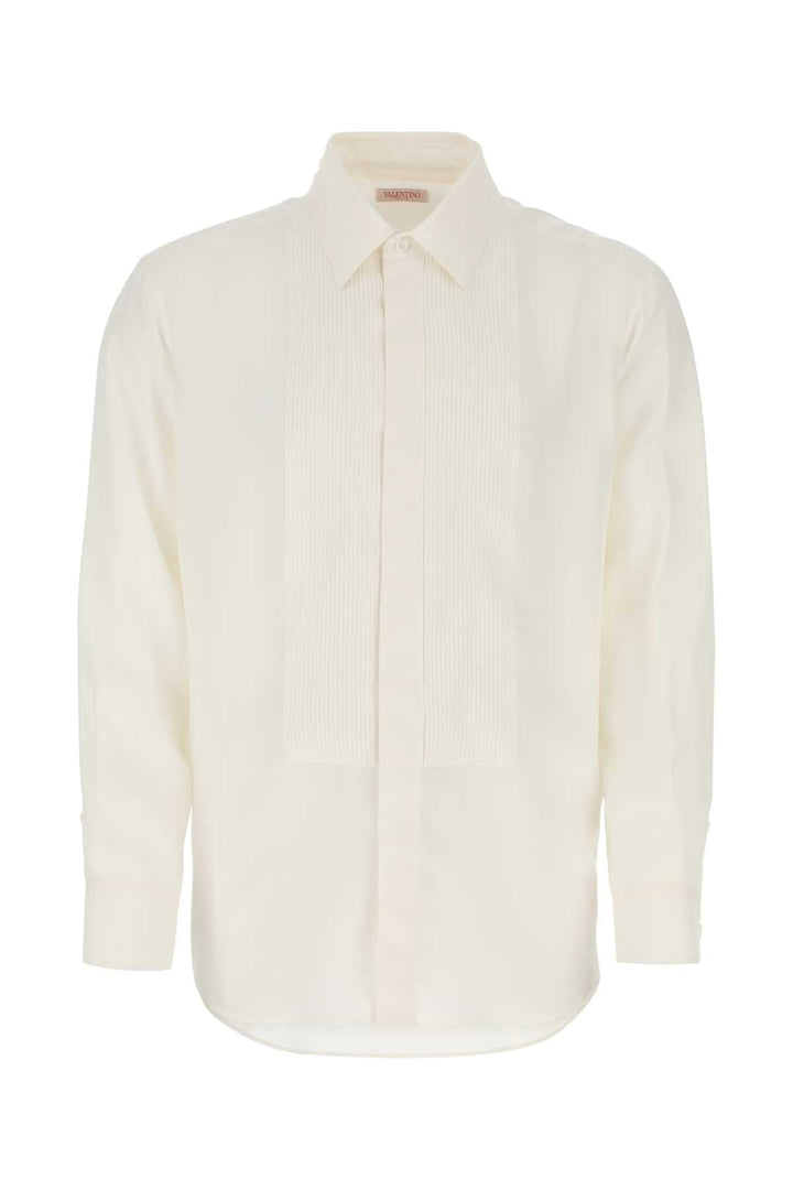 Valentino Garavani Men Ivory Silk Shirt