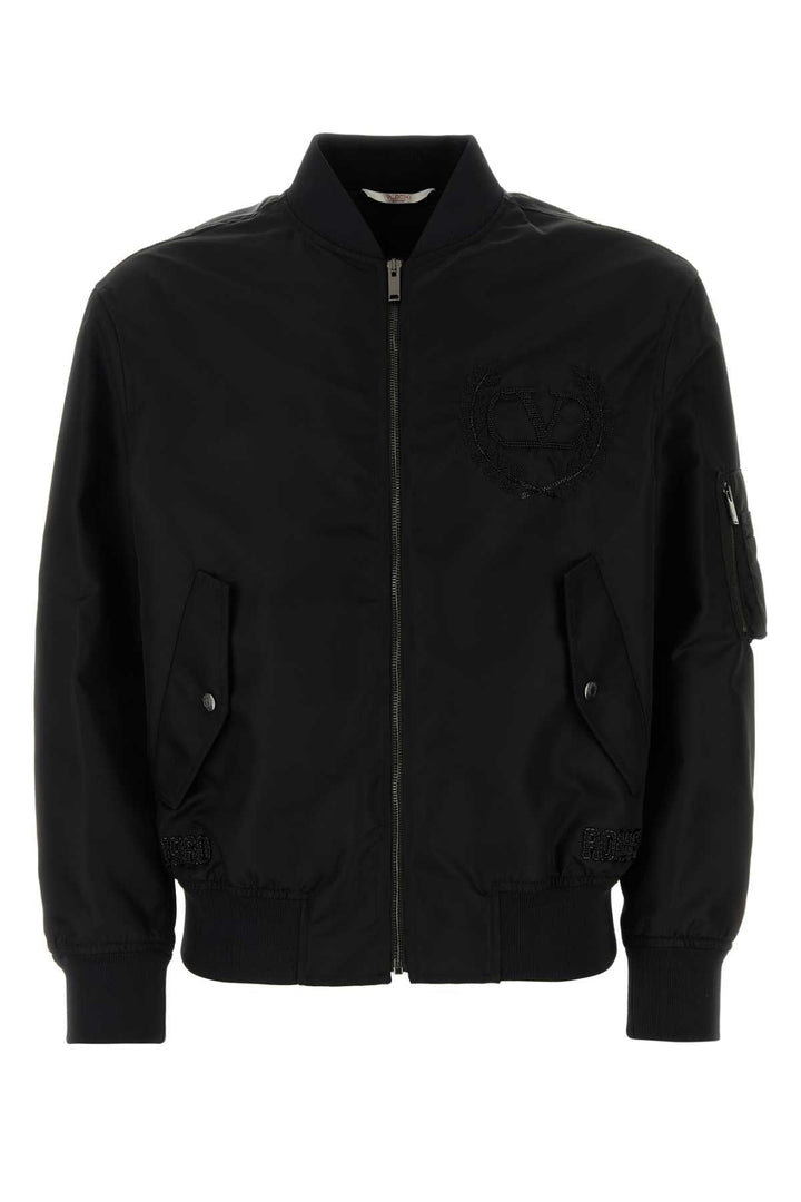 Valentino Garavani Men Black Nylon Bomber Jacket