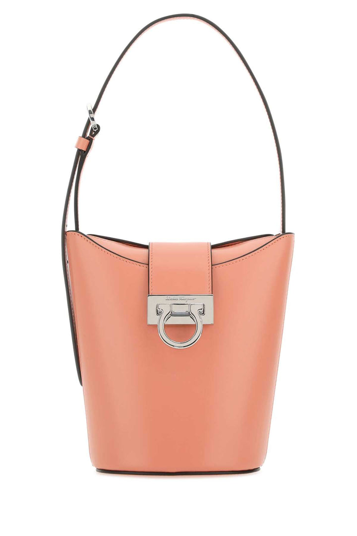 Salvatore Ferragamo Women Pastel Light Blue Leather Bucket Bag
