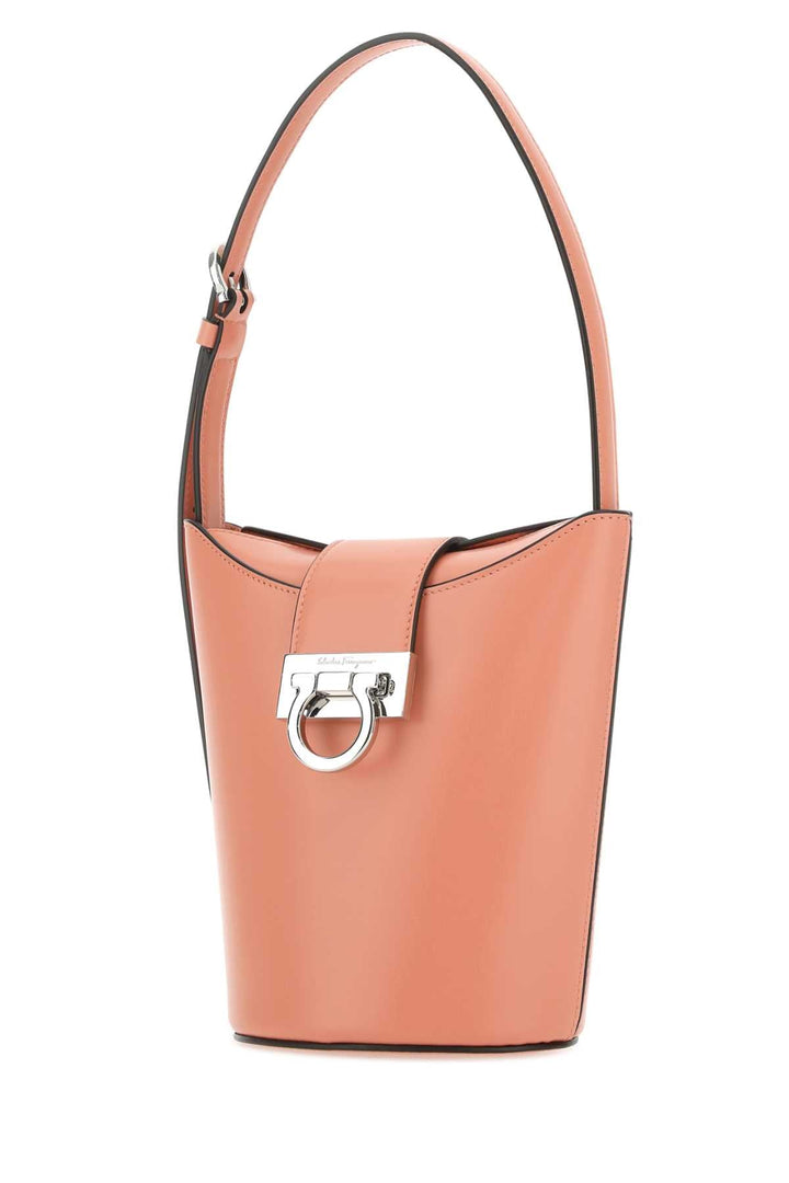 Salvatore Ferragamo Women Pastel Light Blue Leather Bucket Bag