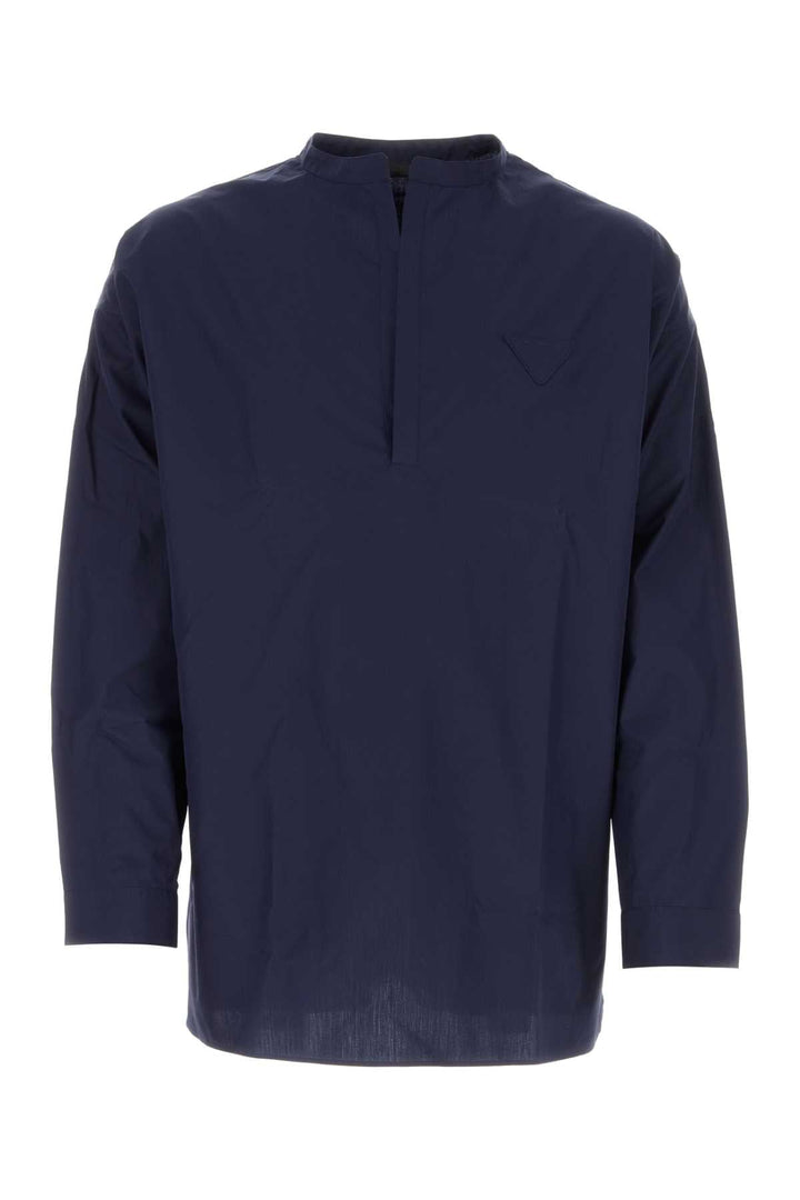 Prada Men Navy Blue Poplin Oversize Shirt
