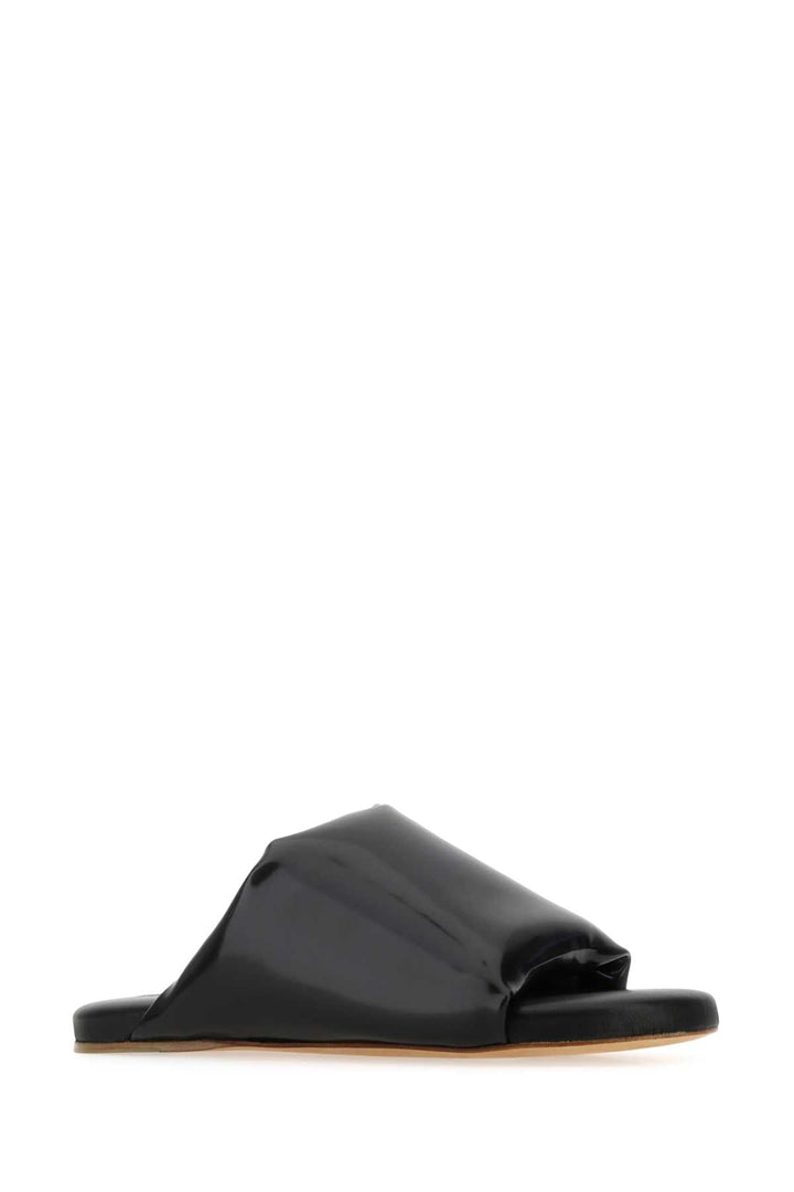 Bottega Veneta Women Black Nappa Leather Cushion Sandals