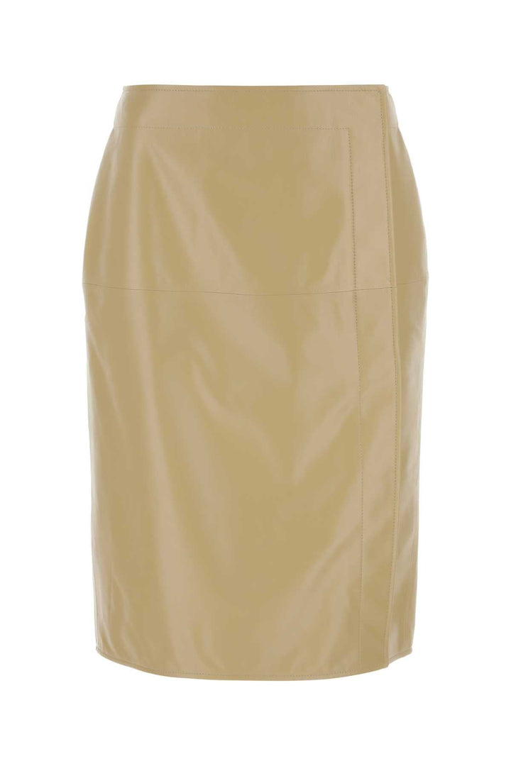 Bottega Veneta Women Beige Leather Skirt
