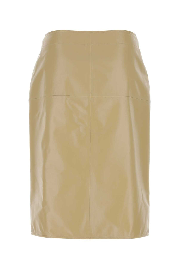 Bottega Veneta Women Beige Leather Skirt
