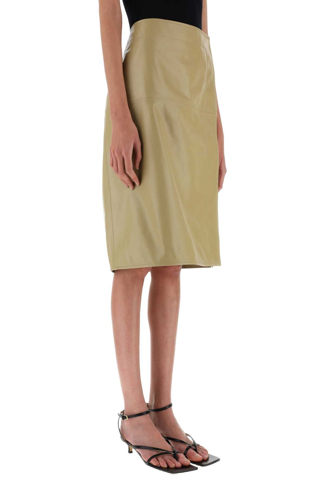 Bottega Veneta Women Beige Leather Skirt